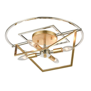 Atlas Geosphere 18'' Wide 4-Light Semi Flush Mount - Luxurious Polished Nickel with Gold Accents CL11889-NK