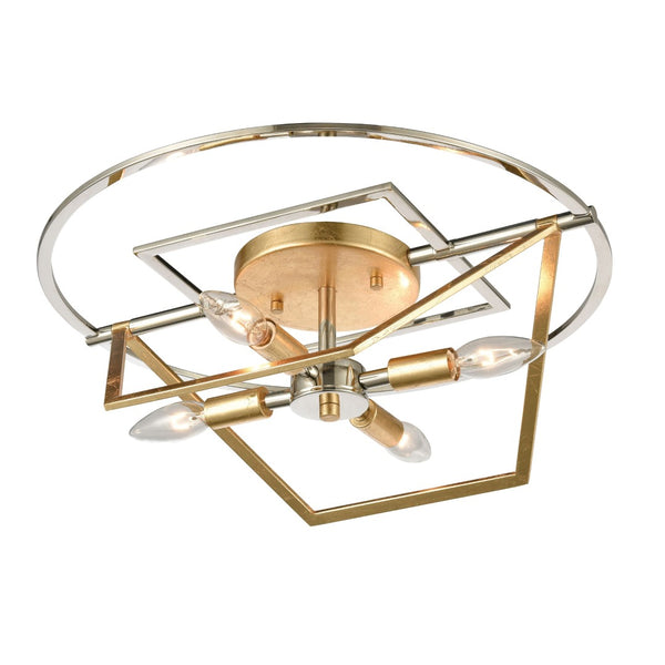 Atlas Geosphere 18'' Wide 4-Light Semi Flush Mount - Luxurious Polished Nickel with Gold Accents CL11889-NK