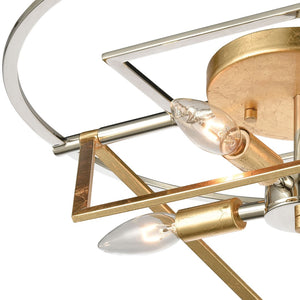 Atlas Geosphere 18'' Wide 4-Light Semi Flush Mount - Luxurious Polished Nickel with Gold Accents CL11889-NK