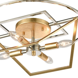 Atlas Geosphere 18'' Wide 4-Light Semi Flush Mount - Luxurious Polished Nickel with Gold Accents CL11889-NK