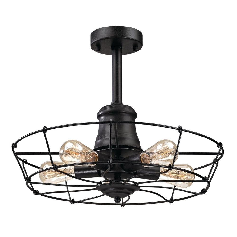 Atlas Glendora 20'' Wide 5-Light Semi Flush Mount - Vintage Wrought Iron Fixture for Classic Charm CL11890-BK