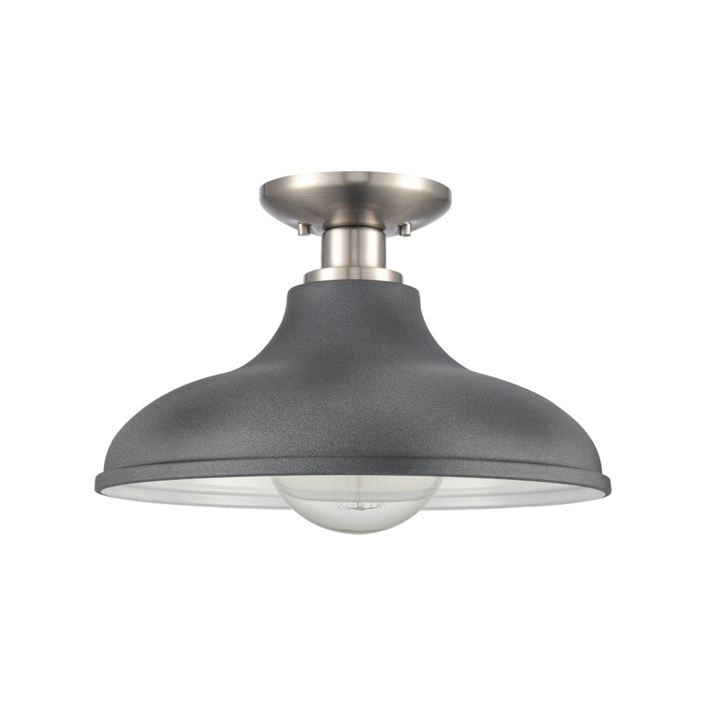 Atlas Grenville 13'' Wide 1-Light Semi Flush Mount - Industrial Elegance for Modern Spaces, Brushed Nickel CL11891-GY