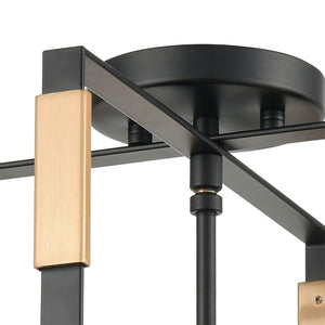Atlas Heathrow 14'' Wide 3-Light Semi Flush Mount - Modern Matte Black with Brass Accents for Style CL11892-BK
