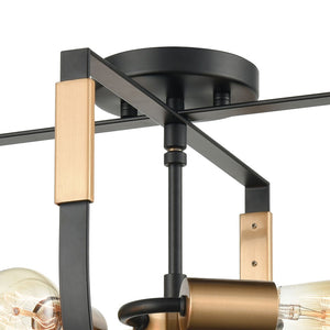 Atlas Heathrow 14'' Wide 3-Light Semi Flush Mount - Modern Matte Black with Brass Accents for Style CL11892-BK