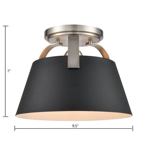 Atlas Jepson 9.5" Wide Semi Flush Mount Light - Elegant Design for Cozy Spaces with Soft, Ambient Glow Matte Black CL11893-NK1