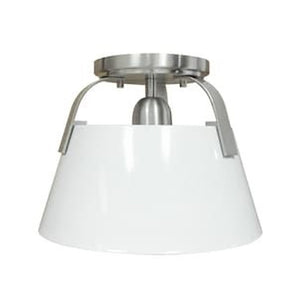 Atlas Jepson 9.5" Wide Semi Flush Mount Light - Elegant Design for Cozy Spaces with Soft, Ambient Glow Matte White with Brushed Nickel CL11893-NK2