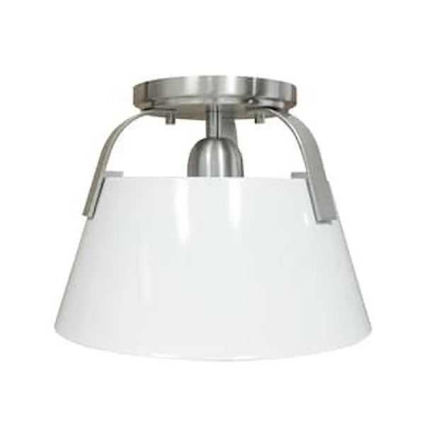 Atlas Jepson 9.5" Wide Semi Flush Mount Light - Elegant Design for Cozy Spaces with Soft, Ambient Glow Matte White with Brushed Nickel CL11893-NK2