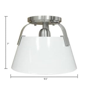 Atlas Jepson 9.5" Wide Semi Flush Mount Light - Elegant Design for Cozy Spaces with Soft, Ambient Glow Matte White with Brushed Nickel CL11893-NK2