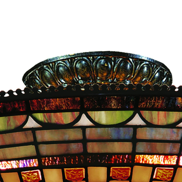 Atlas Jewelstone 16" Wide 3-Light Semi Flush Mount - Vibrant Tiffany-Style Stained Glass in Bronze Finish CL11894-BZ