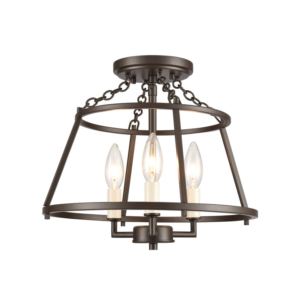 Atlas Joanie 13'' Wide 3-Light Lantern Semi Flush Mount - Warm Old Bronze for Entryways & Hallways CL11895-BZ