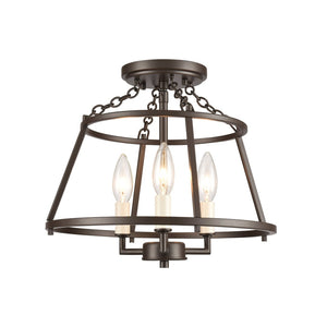 Atlas Joanie 13'' Wide 3-Light Lantern Semi Flush Mount - Warm Old Bronze for Entryways & Hallways CL11895-BZ