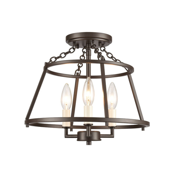 Atlas Joanie 13'' Wide 3-Light Lantern Semi Flush Mount - Warm Old Bronze for Entryways & Hallways CL11895-BZ