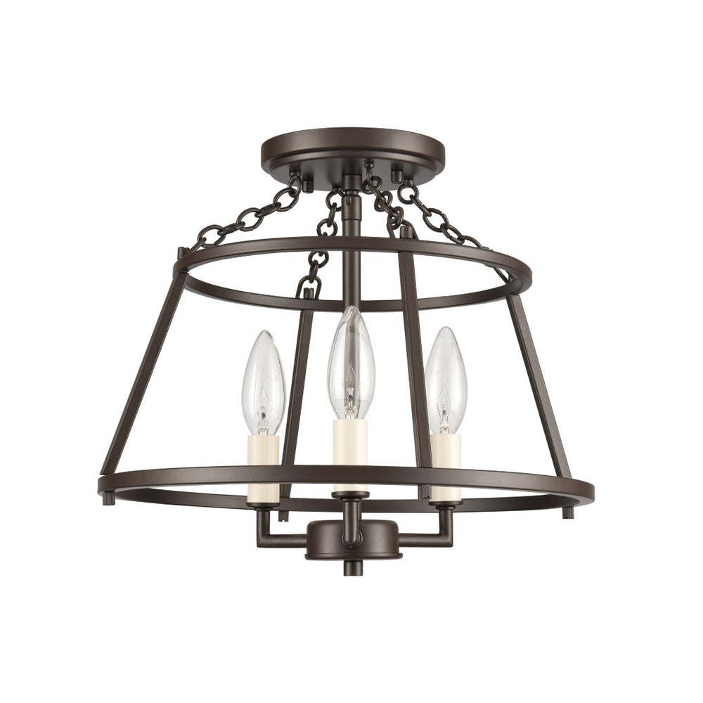 Atlas Joanie 13'' Wide 3-Light Lantern Semi Flush Mount - Warm Old Bronze for Entryways & Hallways CL11895-BZ