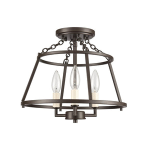 Atlas Joanie 13'' Wide 3-Light Lantern Semi Flush Mount - Warm Old Bronze for Entryways & Hallways CL11895-BZ