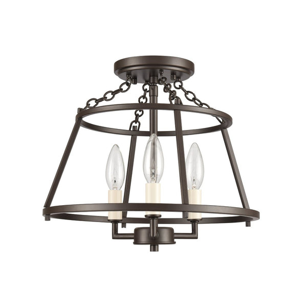 Atlas Joanie 13'' Wide 3-Light Lantern Semi Flush Mount - Warm Old Bronze for Entryways & Hallways CL11895-BZ