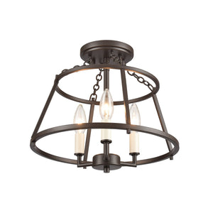 Atlas Joanie 13'' Wide 3-Light Lantern Semi Flush Mount - Warm Old Bronze for Entryways & Hallways CL11895-BZ