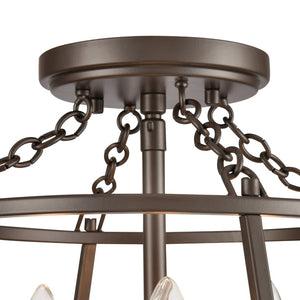 Atlas Joanie 13'' Wide 3-Light Lantern Semi Flush Mount - Warm Old Bronze for Entryways & Hallways CL11895-BZ