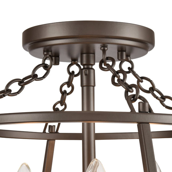 Atlas Joanie 13'' Wide 3-Light Lantern Semi Flush Mount - Warm Old Bronze for Entryways & Hallways CL11895-BZ