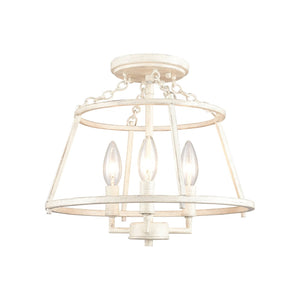 Atlas Joanie 13'' Wide 3-Light Semi Flush Mount - Vintage Lantern Style in Antique White for Warm Ambiance CL11895-WH