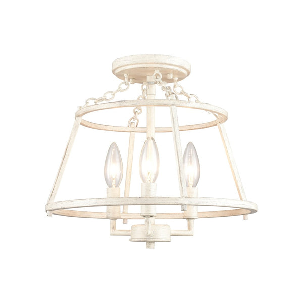 Atlas Joanie 13'' Wide 3-Light Semi Flush Mount - Vintage Lantern Style in Antique White for Warm Ambiance CL11895-WH