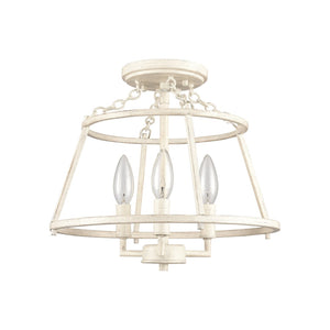 Atlas Joanie 13'' Wide 3-Light Semi Flush Mount - Vintage Lantern Style in Antique White for Warm Ambiance CL11895-WH