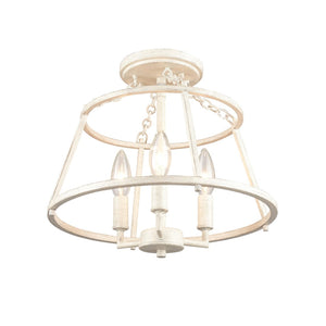 Atlas Joanie 13'' Wide 3-Light Semi Flush Mount - Vintage Lantern Style in Antique White for Warm Ambiance CL11895-WH