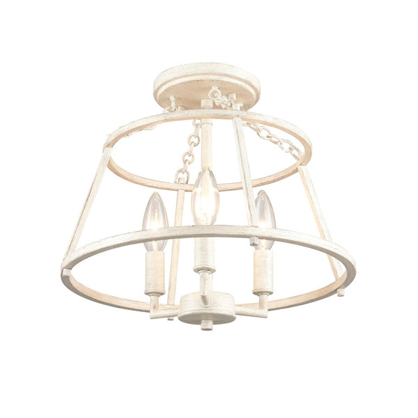 Atlas Joanie 13'' Wide 3-Light Semi Flush Mount - Vintage Lantern Style in Antique White for Warm Ambiance CL11895-WH
