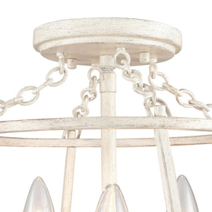 Atlas Joanie 13'' Wide 3-Light Semi Flush Mount - Vintage Lantern Style in Antique White for Warm Ambiance CL11895-WH