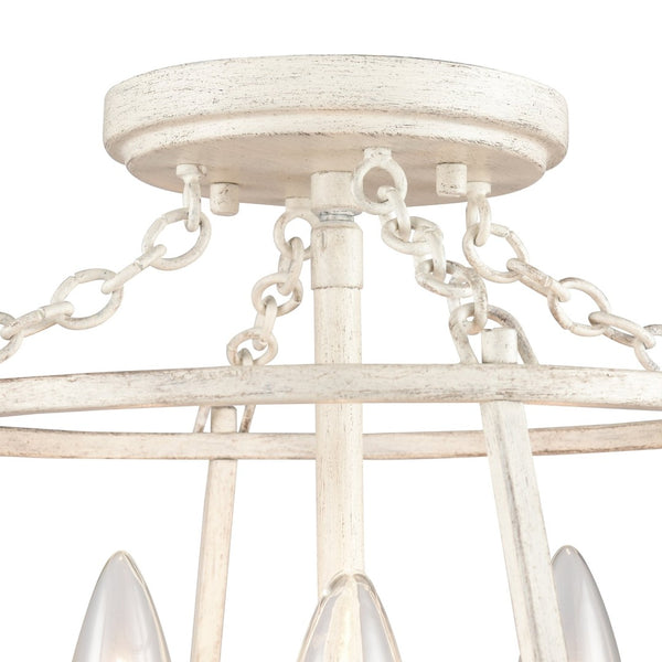 Atlas Joanie 13'' Wide 3-Light Semi Flush Mount - Vintage Lantern Style in Antique White for Warm Ambiance CL11895-WH