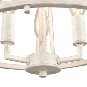 Atlas Joanie 13'' Wide 3-Light Semi Flush Mount - Vintage Lantern Style in Antique White for Warm Ambiance CL11895-WH