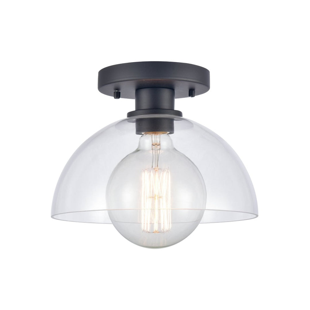 Atlas Julian 10" Wide 1-Light Semi Flush Mount - Versatile Glass Dome Fixture for Stylish Indoor Illumination Matte Black CL11896-BK