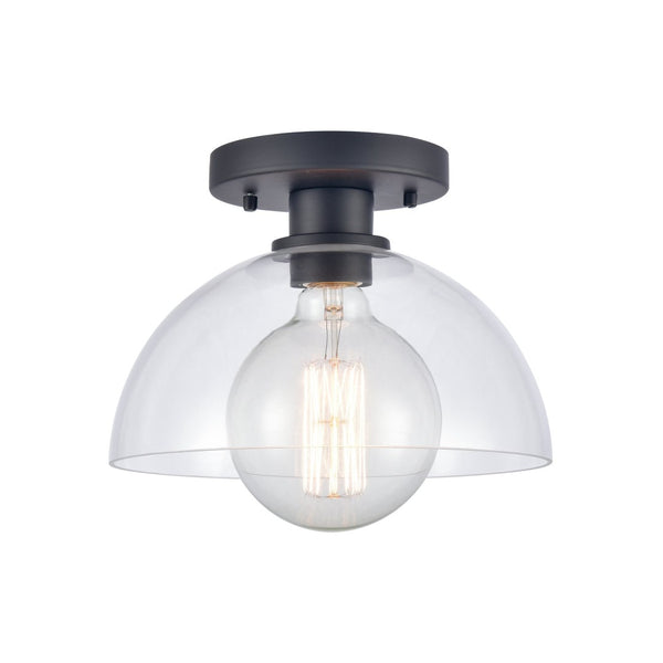 Atlas Julian 10" Wide 1-Light Semi Flush Mount - Versatile Glass Dome Fixture for Stylish Indoor Illumination Matte Black CL11896-BK