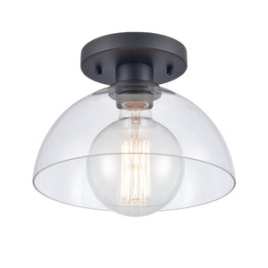 Atlas Julian 10" Wide 1-Light Semi Flush Mount - Versatile Glass Dome Fixture for Stylish Indoor Illumination Matte Black CL11896-BK