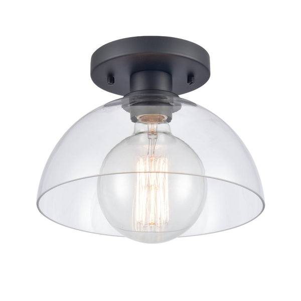Atlas Julian 10" Wide 1-Light Semi Flush Mount - Versatile Glass Dome Fixture for Stylish Indoor Illumination Matte Black CL11896-BK