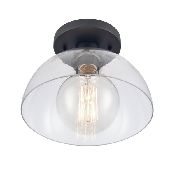 Atlas Julian 10" Wide 1-Light Semi Flush Mount - Versatile Glass Dome Fixture for Stylish Indoor Illumination Matte Black CL11896-BK