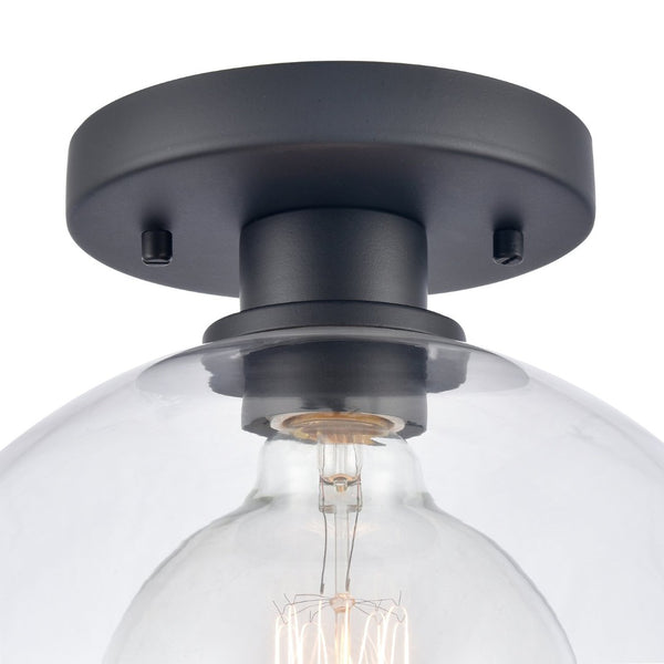 Atlas Julian 10" Wide 1-Light Semi Flush Mount - Versatile Glass Dome Fixture for Stylish Indoor Illumination Matte Black CL11896-BK