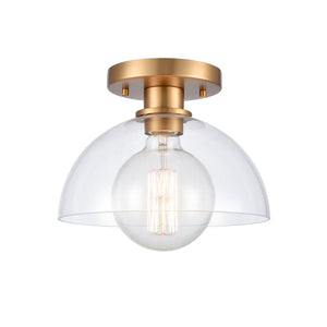 Atlas Julian 10" Wide 1-Light Semi Flush Mount - Versatile Glass Dome Fixture for Stylish Indoor Illumination Brushed Gold CL11896-GD