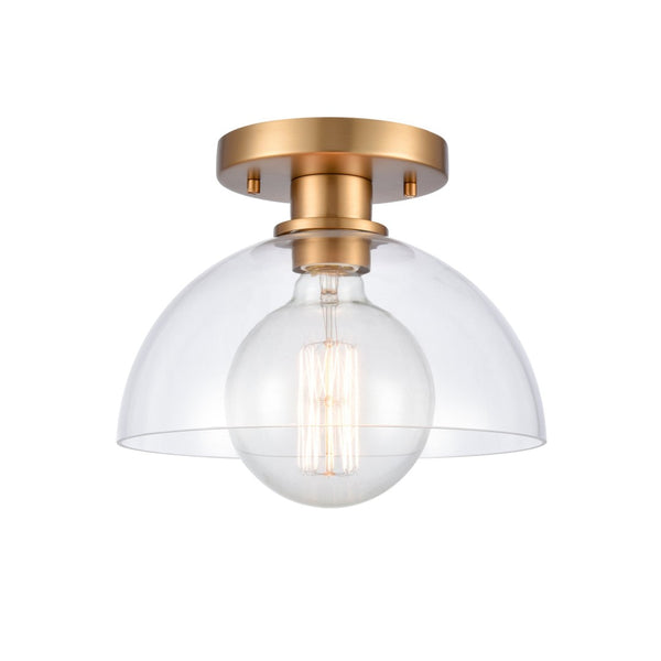 Atlas Julian 10" Wide 1-Light Semi Flush Mount - Versatile Glass Dome Fixture for Stylish Indoor Illumination Brushed Gold CL11896-GD