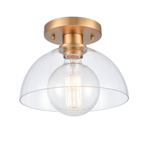 Atlas Julian 10" Wide 1-Light Semi Flush Mount - Versatile Glass Dome Fixture for Stylish Indoor Illumination Brushed Gold CL11896-GD