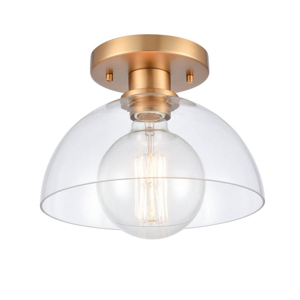 Atlas Julian 10" Wide 1-Light Semi Flush Mount - Versatile Glass Dome Fixture for Stylish Indoor Illumination Brushed Gold CL11896-GD