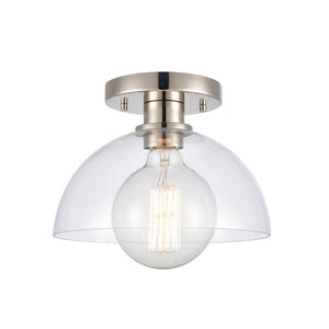 Atlas Julian 10" Wide 1-Light Semi Flush Mount - Versatile Glass Dome Fixture for Stylish Indoor Illumination Polished Nickel CL11896-NK