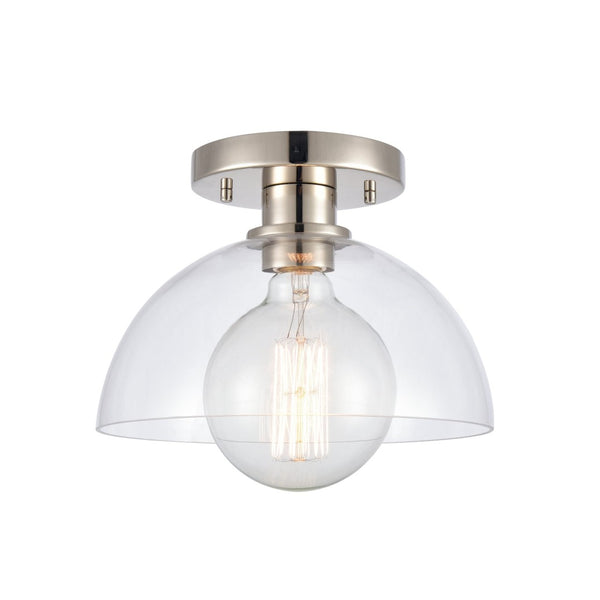 Atlas Julian 10" Wide 1-Light Semi Flush Mount - Versatile Glass Dome Fixture for Stylish Indoor Illumination Polished Nickel CL11896-NK