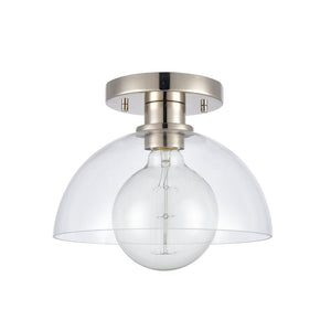 Atlas Julian 10" Wide 1-Light Semi Flush Mount - Versatile Glass Dome Fixture for Stylish Indoor Illumination Polished Nickel CL11896-NK