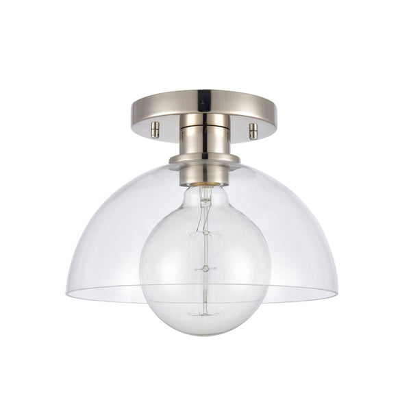 Atlas Julian 10" Wide 1-Light Semi Flush Mount - Versatile Glass Dome Fixture for Stylish Indoor Illumination Polished Nickel CL11896-NK