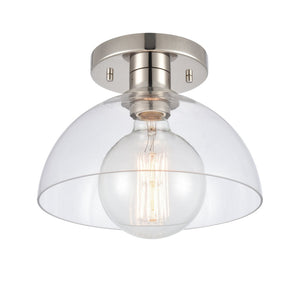 Atlas Julian 10" Wide 1-Light Semi Flush Mount - Versatile Glass Dome Fixture for Stylish Indoor Illumination Polished Nickel CL11896-NK