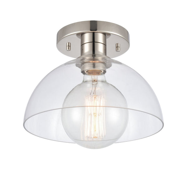 Atlas Julian 10" Wide 1-Light Semi Flush Mount - Versatile Glass Dome Fixture for Stylish Indoor Illumination Polished Nickel CL11896-NK