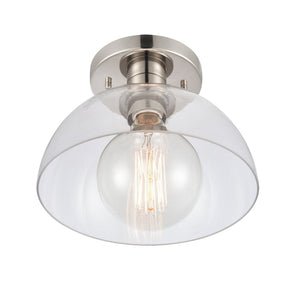 Atlas Julian 10" Wide 1-Light Semi Flush Mount - Versatile Glass Dome Fixture for Stylish Indoor Illumination Polished Nickel CL11896-NK