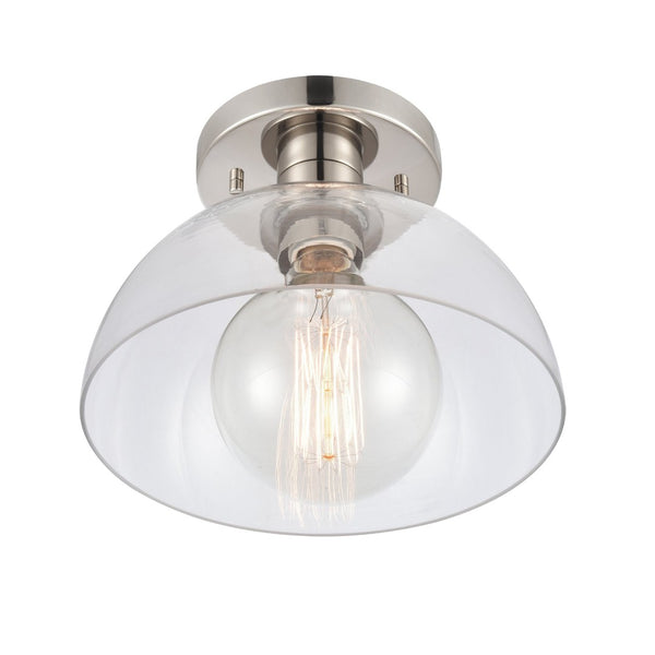 Atlas Julian 10" Wide 1-Light Semi Flush Mount - Versatile Glass Dome Fixture for Stylish Indoor Illumination Polished Nickel CL11896-NK