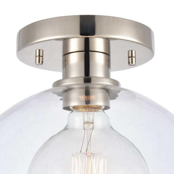 Atlas Julian 10" Wide 1-Light Semi Flush Mount - Versatile Glass Dome Fixture for Stylish Indoor Illumination Polished Nickel CL11896-NK