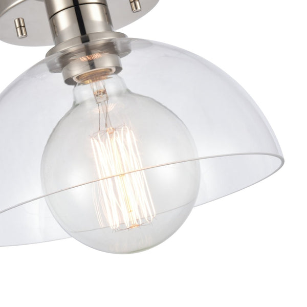 Atlas Julian 10" Wide 1-Light Semi Flush Mount - Versatile Glass Dome Fixture for Stylish Indoor Illumination Polished Nickel CL11896-NK